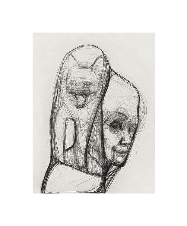 "133. Відношення без прикриття, 2022, Relationship without secrecy, 2022 папір, вугілля / paper, charcoal 60 x 42 см."